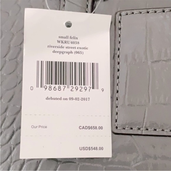 Kate Spade Gray Croc-Embossed Satchel with Gold Hardware  NWOT - Picture 11 of 14